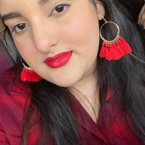 Red tassel earrings